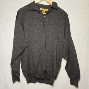 Today's Man Polo Shirt Long Sleeve Charcoal Merino Wool Made In Italy Size L